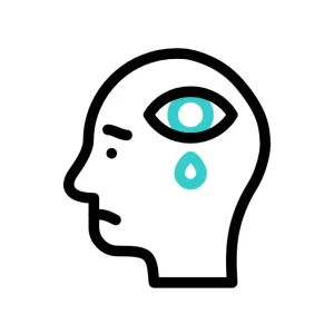 Animated icon of a depressed person